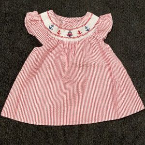 Good lad seer sucker nautical smocked shirt girls size 9m